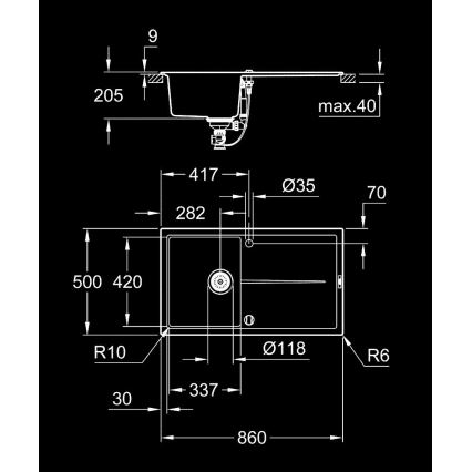 GROHE 31640AP0 - Kompozitni sudoper K400 860 × 500 mm granit/crna