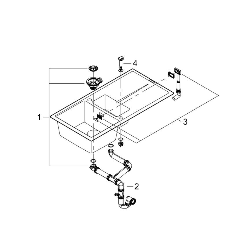 GROHE 31642AP0 - Sudoper K400 1000 × 500 mm granit/crna
