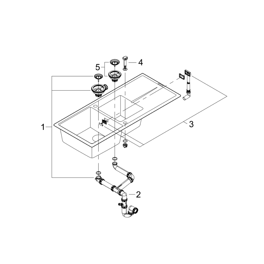 GROHE 31643AP0 - Kompozitni sudoper K400 1160 × 500 mm crna