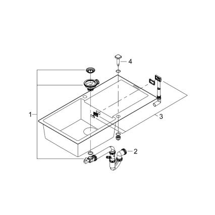 GROHE 31645AP0 - Kompozitni sudoper K500 1000 × 500 mm crna