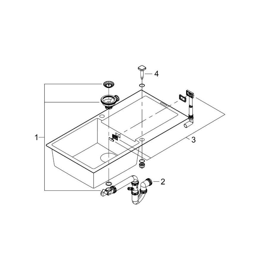 GROHE 31645AP0 - Kompozitni sudoper K500 1000 × 500 mm crna