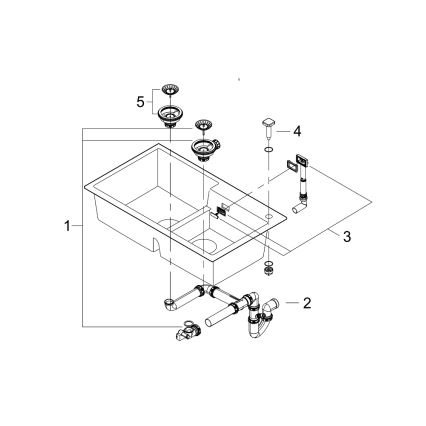 GROHE 31649AP0 - Sudoper K500 860 × 500 mm granit/crna