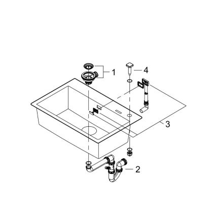 GROHE 31652AP0 - Kompozitni sudoper K700 780 × 510 mm granit/crna