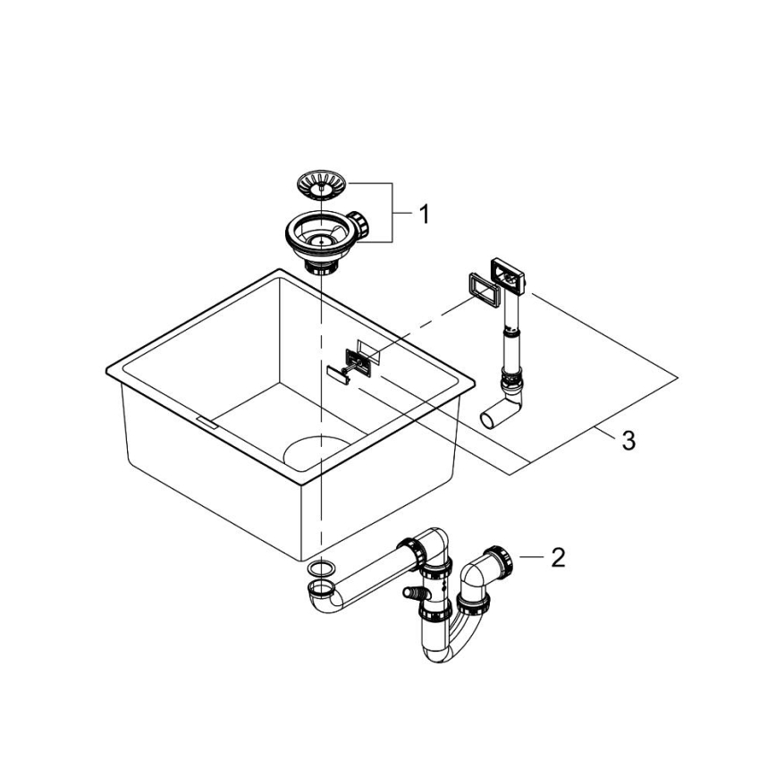 GROHE 31653AP0 - Sudoper K700U 457 × 406 mm kamen/crna