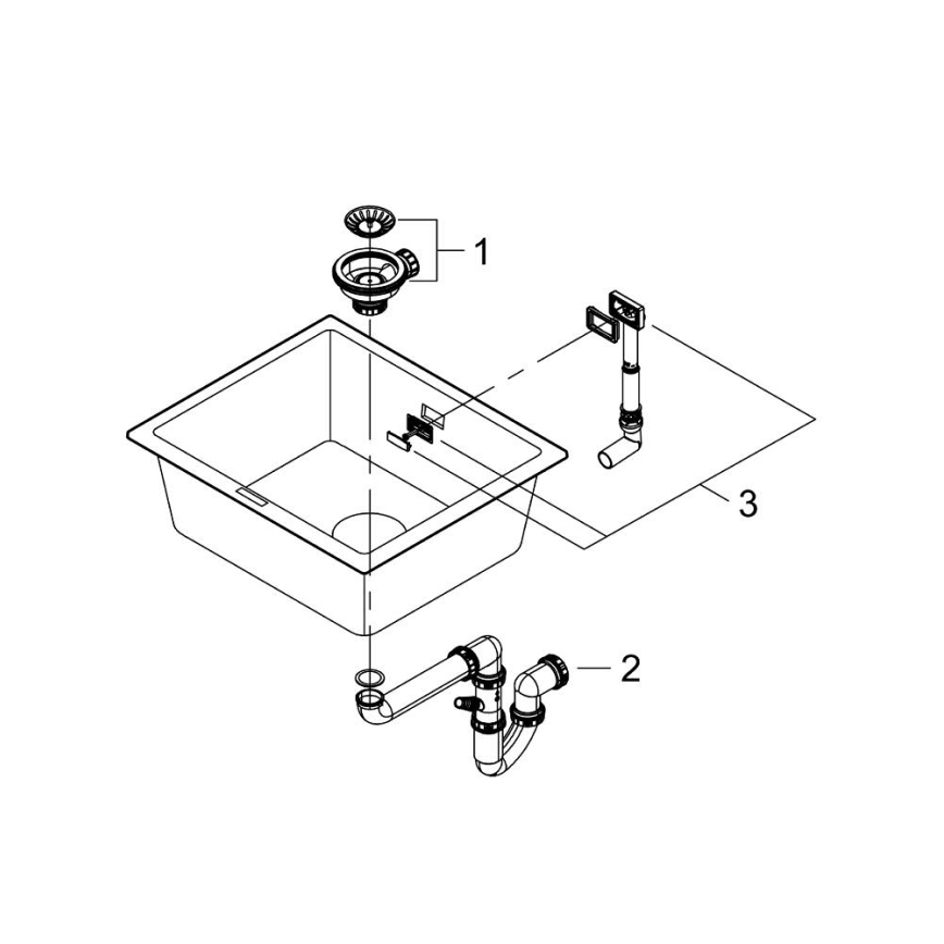 GROHE 31654AP0 - Sudoper K700U 533 × 457 mm crni granit/crna