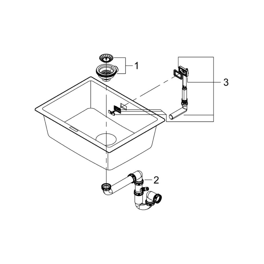 GROHE 31655AP0 - Kompozitni sudoper K700U 610 × 460 mm crni