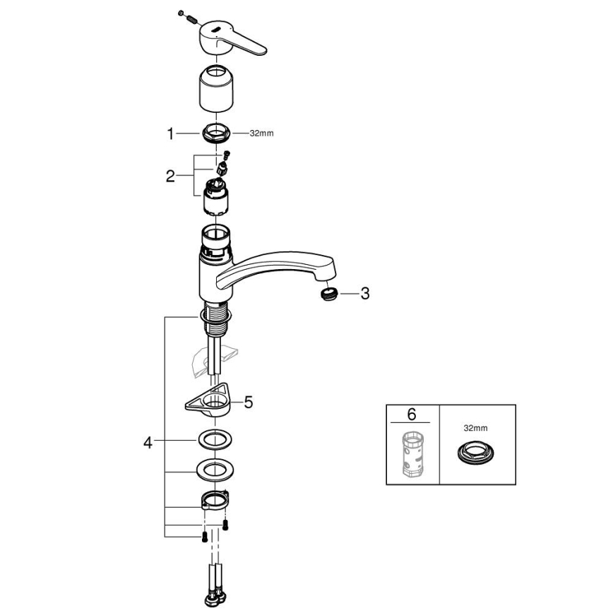GROHE 31680000 - Kuhinjska miješalica BAUECO, sjajni krom