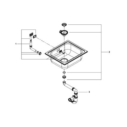 GROHE 31719SD0 - Kuhinjski sudoper K200 533 × 457 mm, nehrđajući čelik