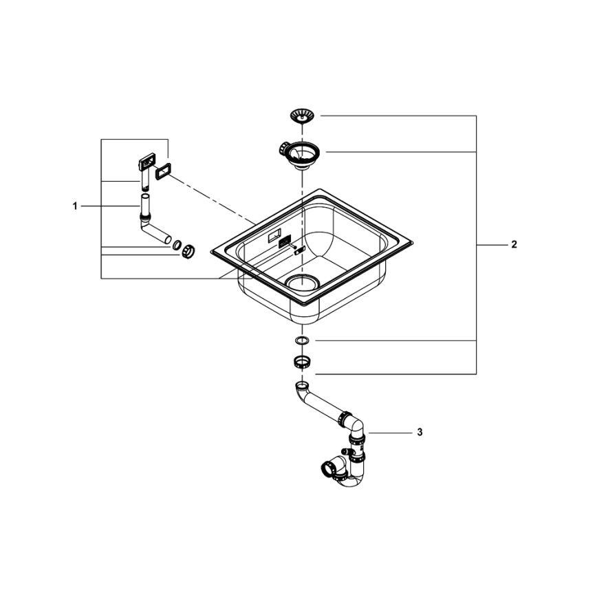 GROHE 31719SD0 - Kuhinjski sudoper K200 533 × 457 mm, nehrđajući čelik