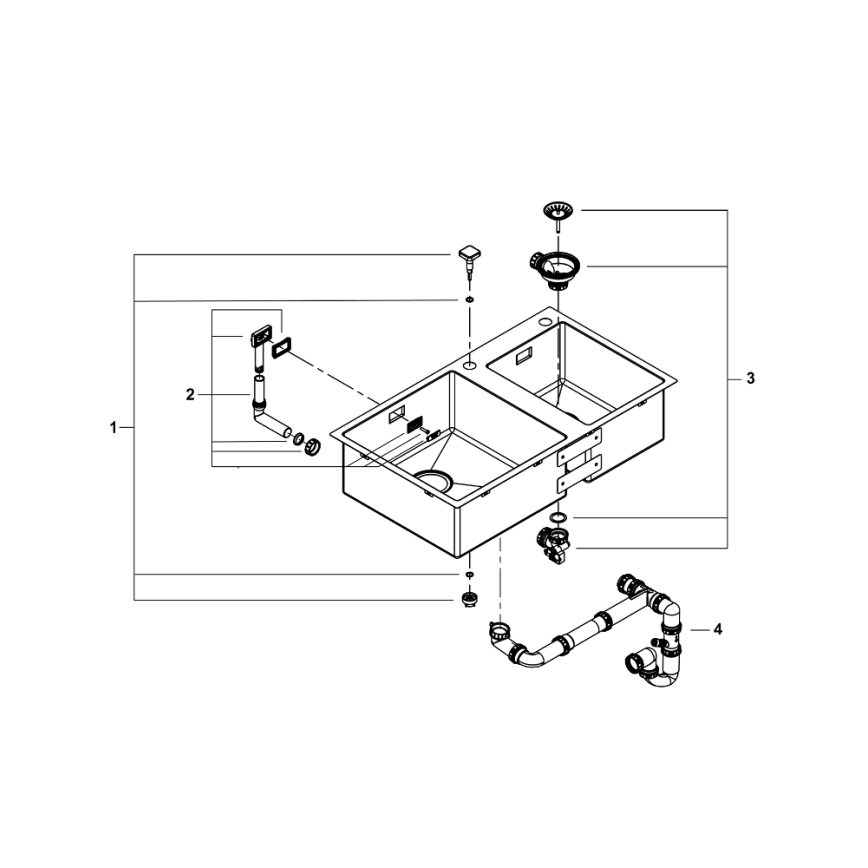 GROHE 31855SD0 - Kuhinjski sudoper K700 860 × 500 mm od nehrđajućeg čelika