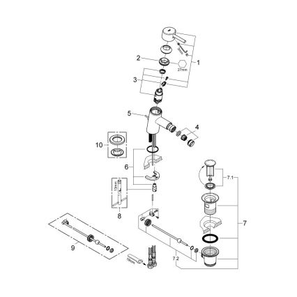 GROHE 32208001 - Miješalica za bide CONCETTO DN 15 sjajni krom