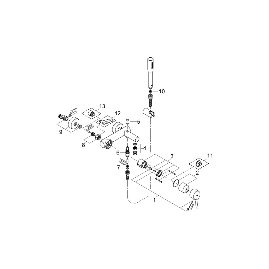 GROHE 32212001 - Kupaonski set za kadu s miješalicom CONCETTO, sjajni krom