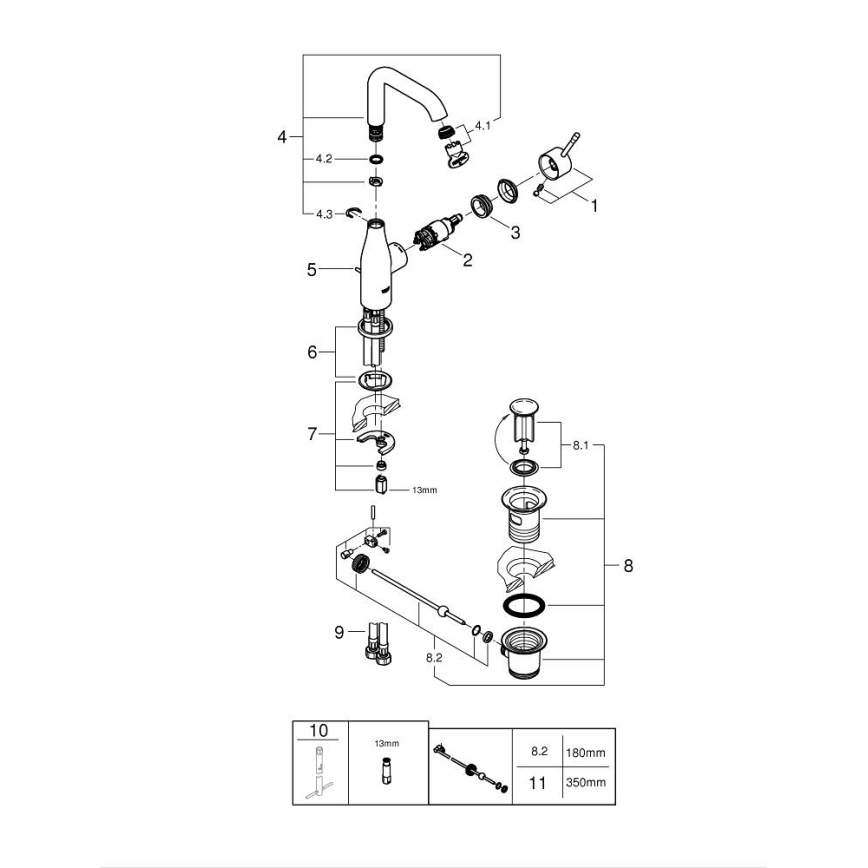 GROHE 32628GL1 - Slavina za umivaonik ESSENCE, veličina L, zlatna