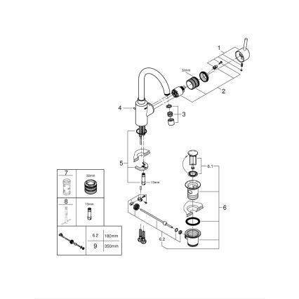 GROHE 32723001 - Slavina za umivaonik FEEL, veličina L, sjajni krom