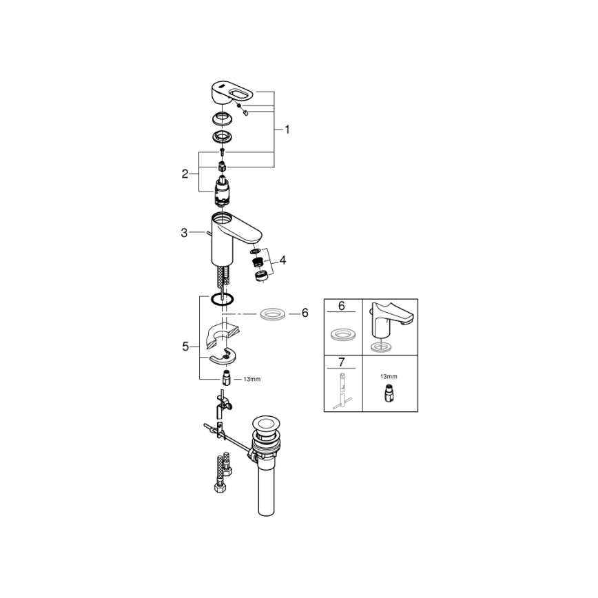 GROHE 32814000 - Slavina za umivaonik BAULOOP u sjajnom kromu