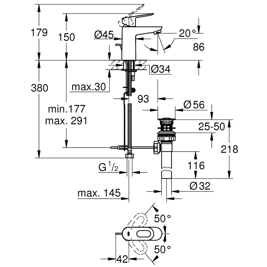 GROHE 32814000 - Slavina za umivaonik BAULOOP u sjajnom kromu