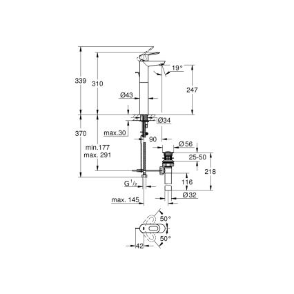 GROHE 32856000 - Slavina za umivaonik BAULOOP 12” sjajni krom