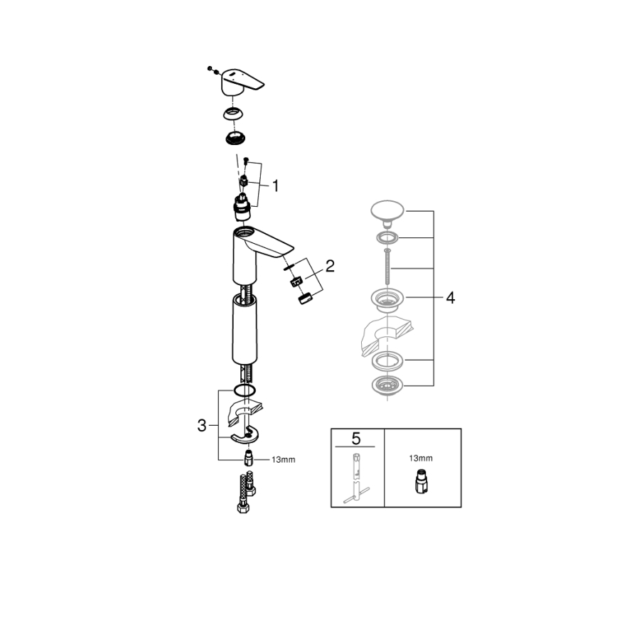 GROHE 32860001 - Miješalica za umivaonik BAUEDGE 304 mm, sjajni krom