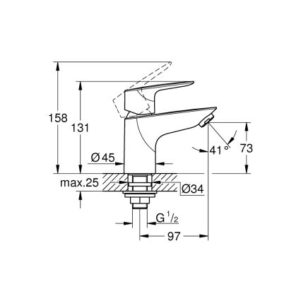GROHE 32861001 - Stajaći ventil BAUEDGE 131 mm sjajni krom