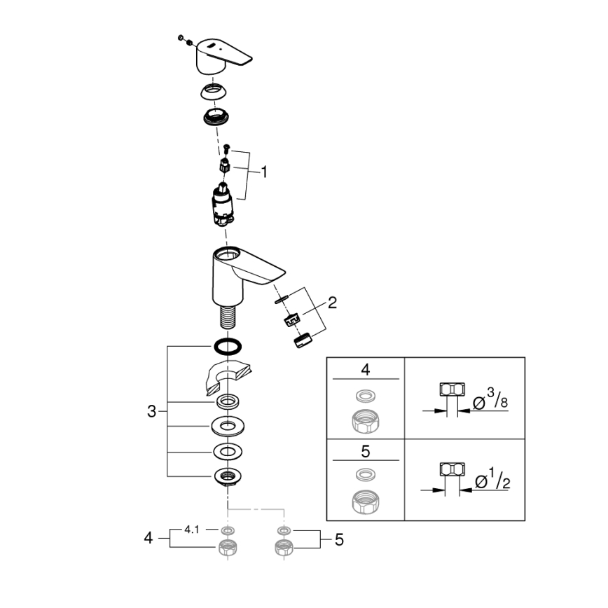GROHE 32861001 - Stojeća slavina BAUEDGE 131 mm, sjajni krom