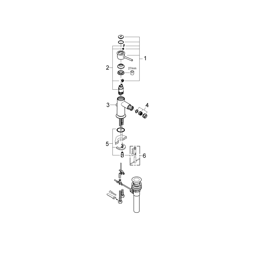 GROHE 32864000 - Miješalica za bide BAUCLASSIC, sjajni krom