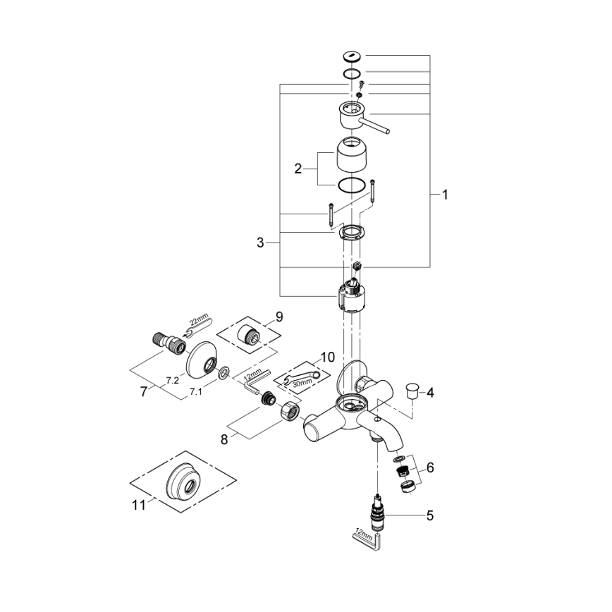 GROHE 32865000 - Kupaonska baterija BAUCLASSIC DN 15 sjajni krom