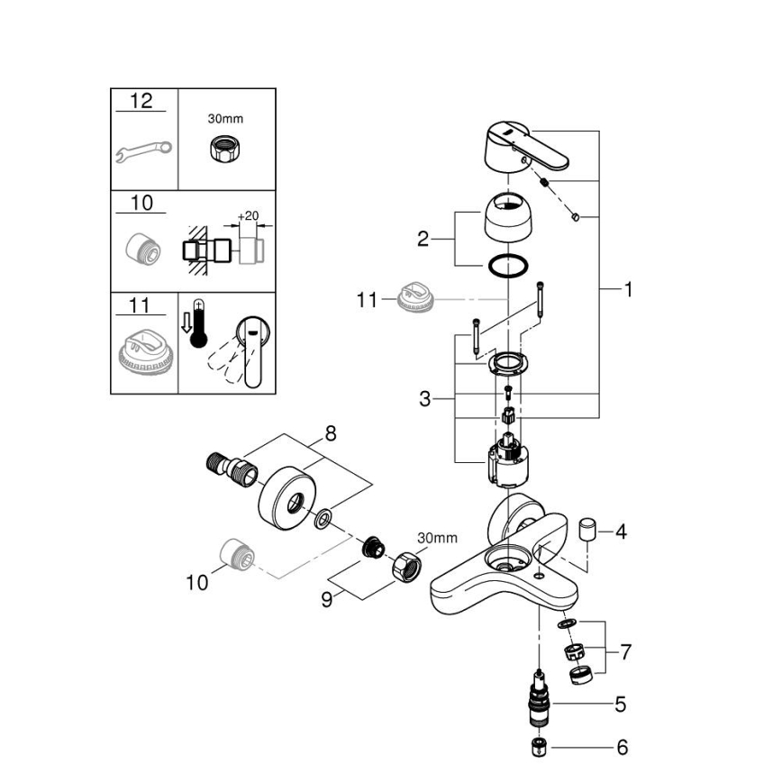 GROHE 32887000 - Miješalica za kadu GET DN 15 sjajni krom