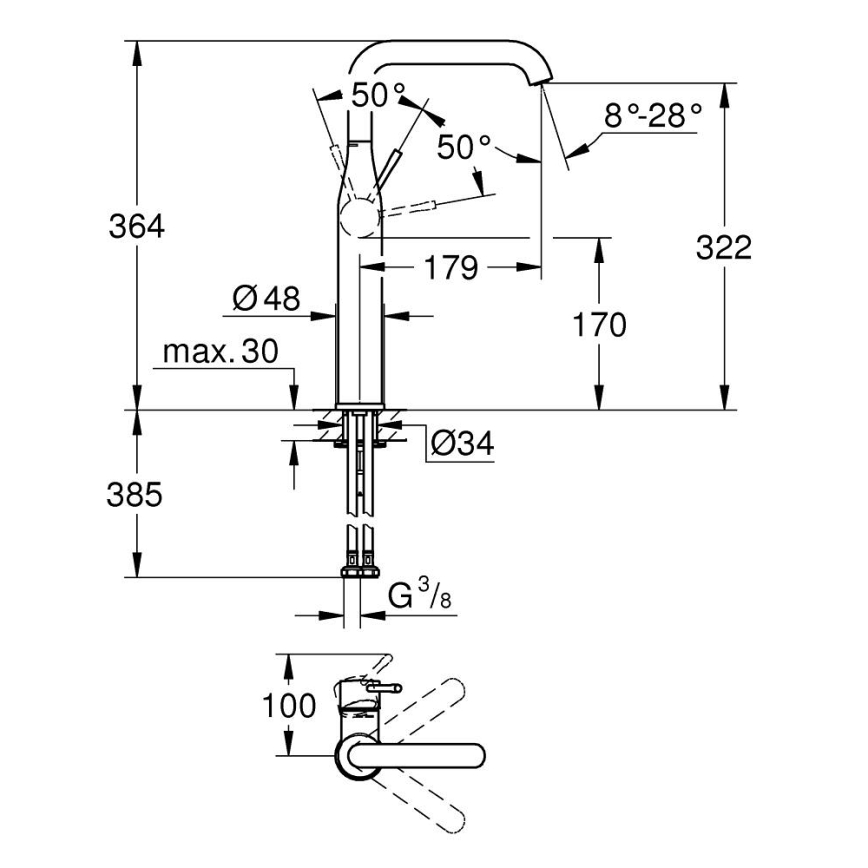 GROHE 32901DA1 - Miješalica za umivaonik ESSENCE bakrena