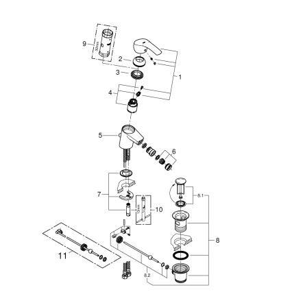 GROHE 32929002 - Miješalica za bide EUROSMART, veličina S, sjajni krom