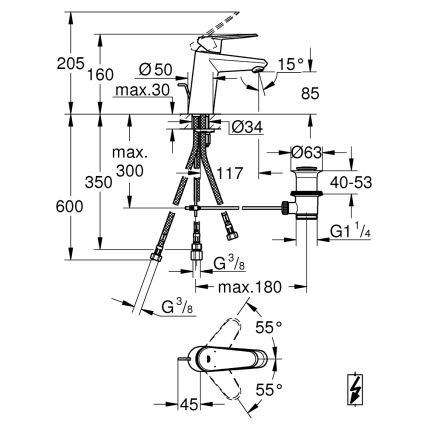 GROHE 33177002 - Miješalica za umivaonik EURODISC COSMOPOLITAN DN 15, sjajni krom
