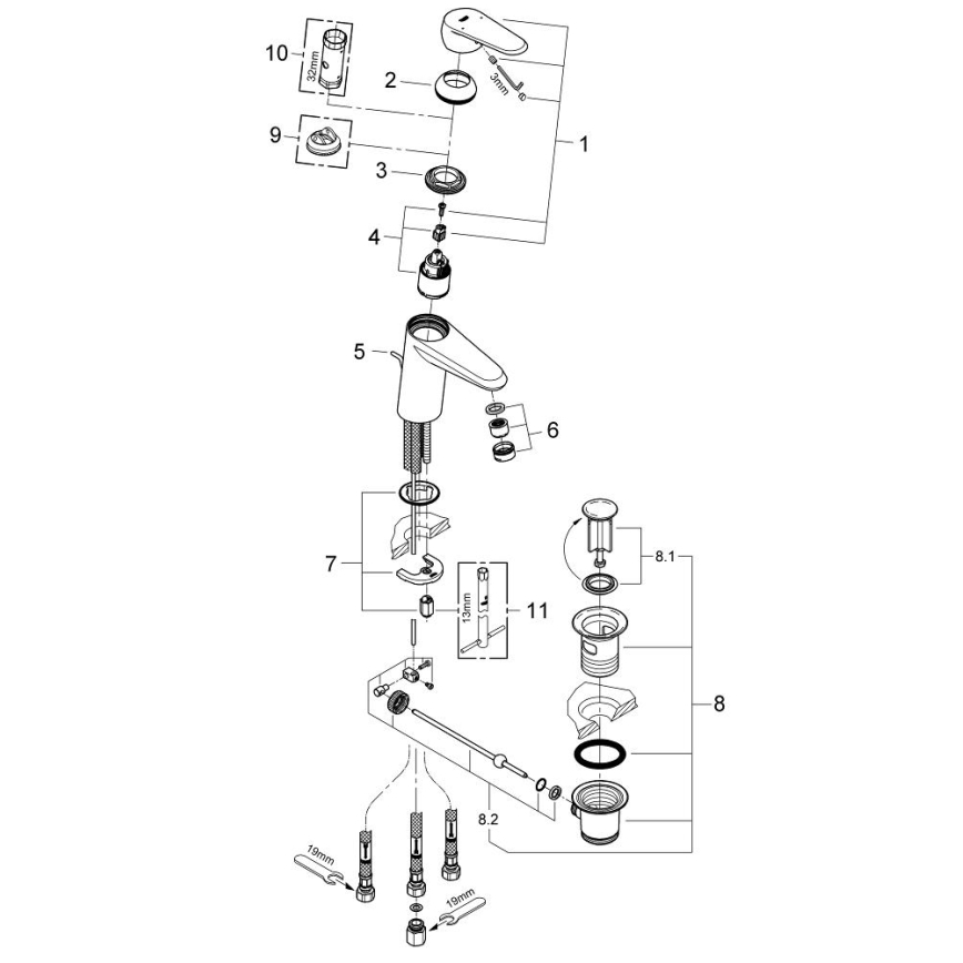 GROHE 33177002 - Miješalica za umivaonik EURODISC COSMOPOLITAN DN 15, sjajni krom