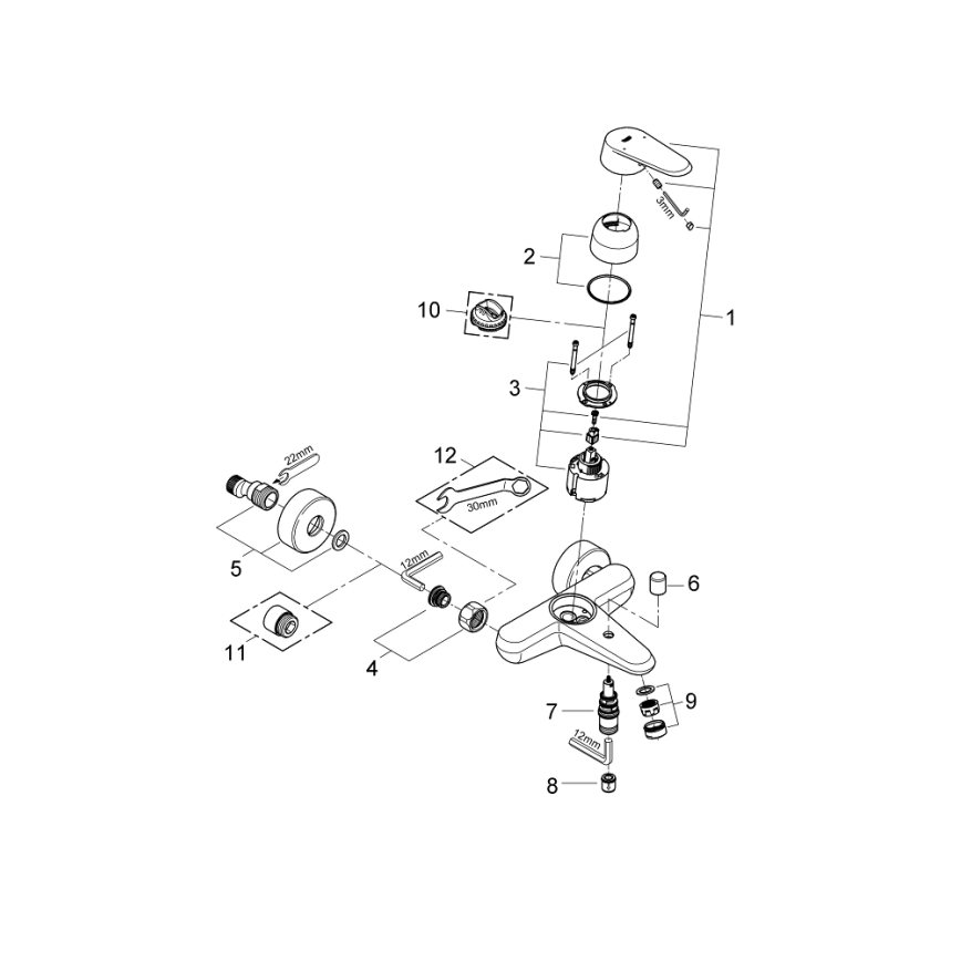 GROHE 33390002 - Baterija za kadu EURODISC COSMOPOLITAN DN 15 sjajni krom