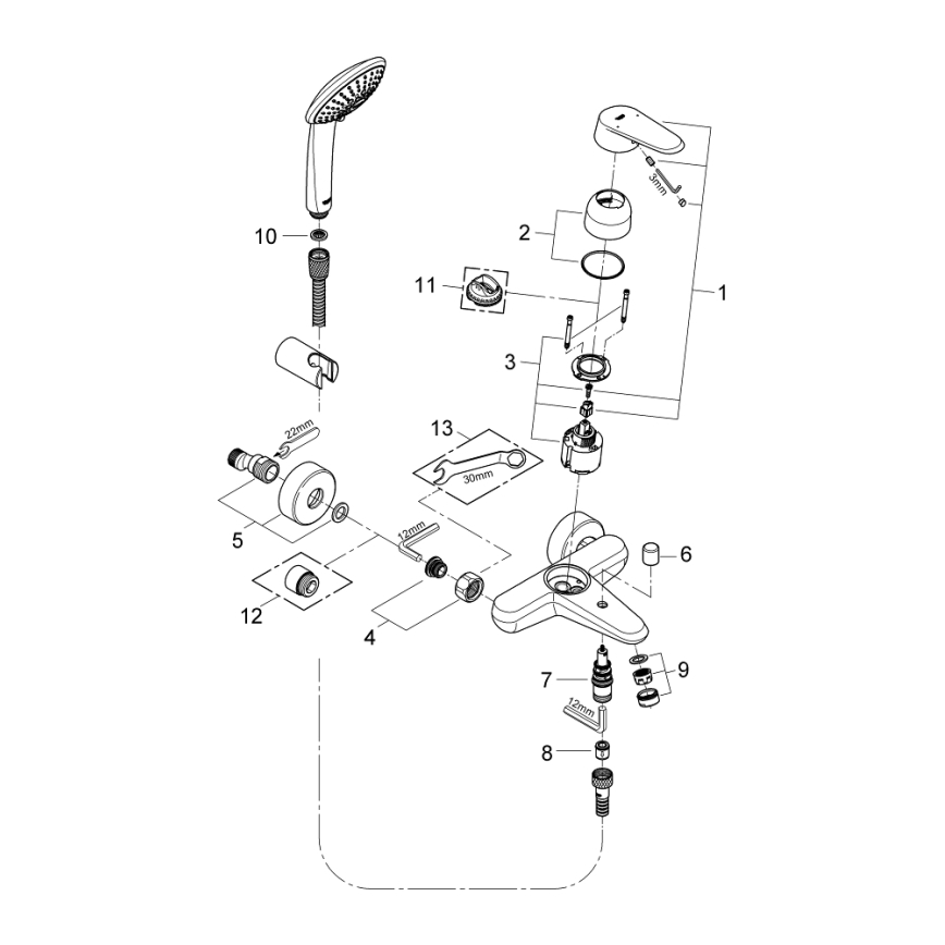 GROHE 33395002 - Set za kadu s baterijom EURODISC COSMOPOLITAN sjajni krom