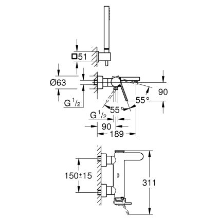 GROHE 33547003 - Set za kadu s baterijom PLUS, sjajni krom