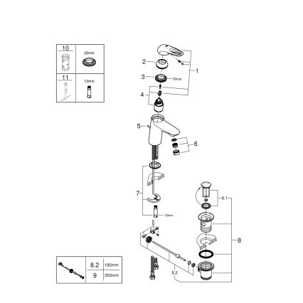 GROHE 33558LS3 - Slavina za umivaonik EUROSTYLE, veličina S, bijela
