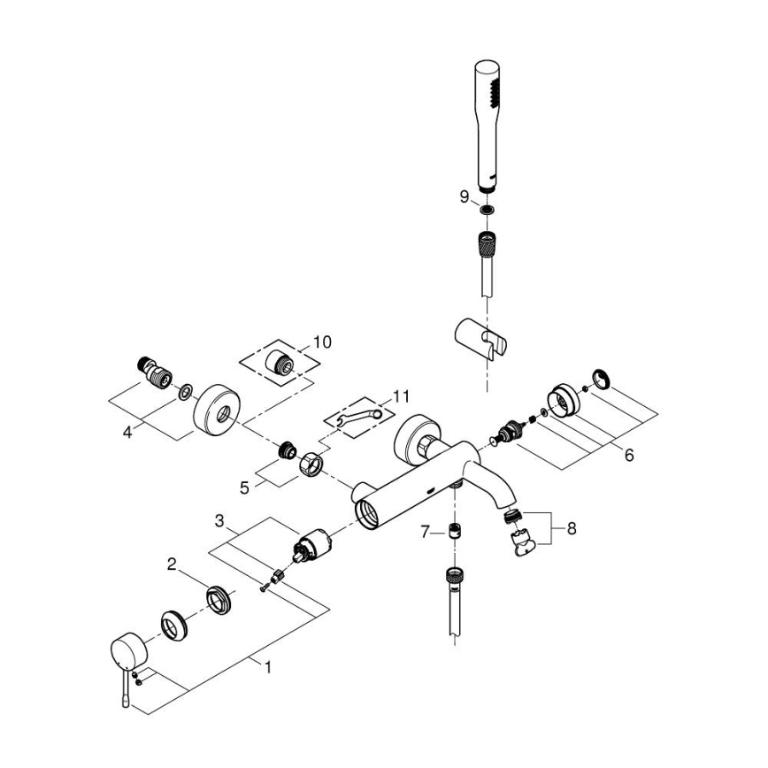 GROHE 33628001 - Set za kadu s baterijom ESSENCE DN 15 sjajni krom
