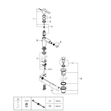GROHE 33848AL1 - Bide miješalica LINEARE, veličina S, grafitna