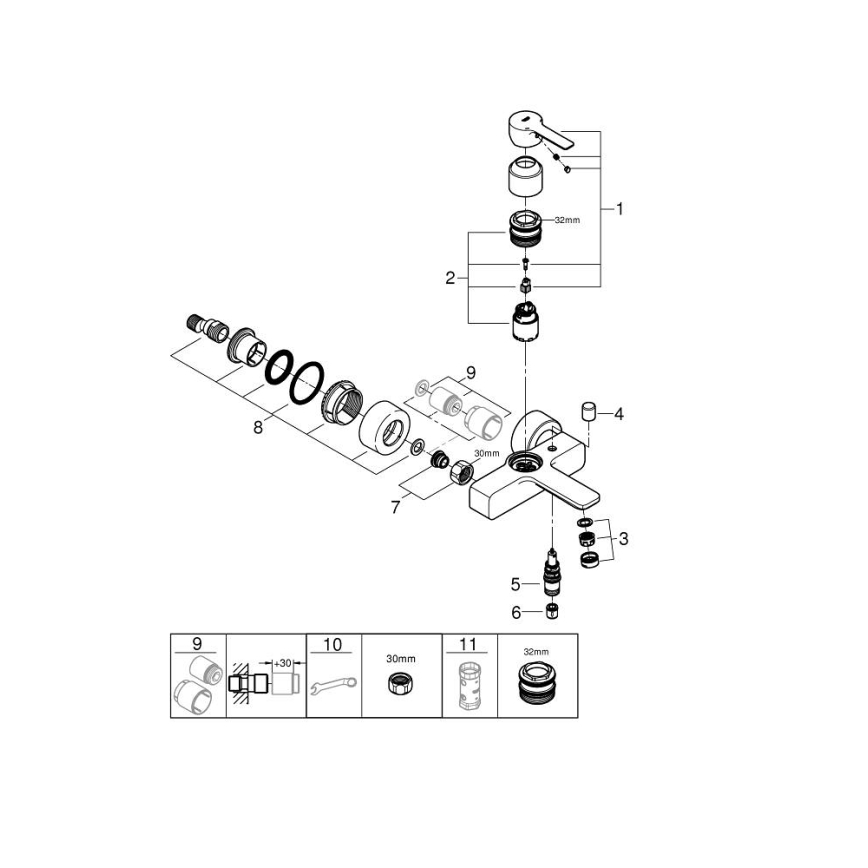GROHE 33849001 - Kupaonska miješalica za kadu LINEARE DN 15, sjajni krom