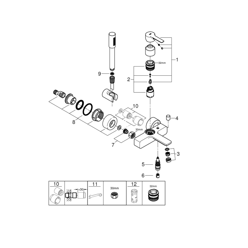 GROHE 33850001 - Miješalica za kadu LINEARE DN 15, polirani krom