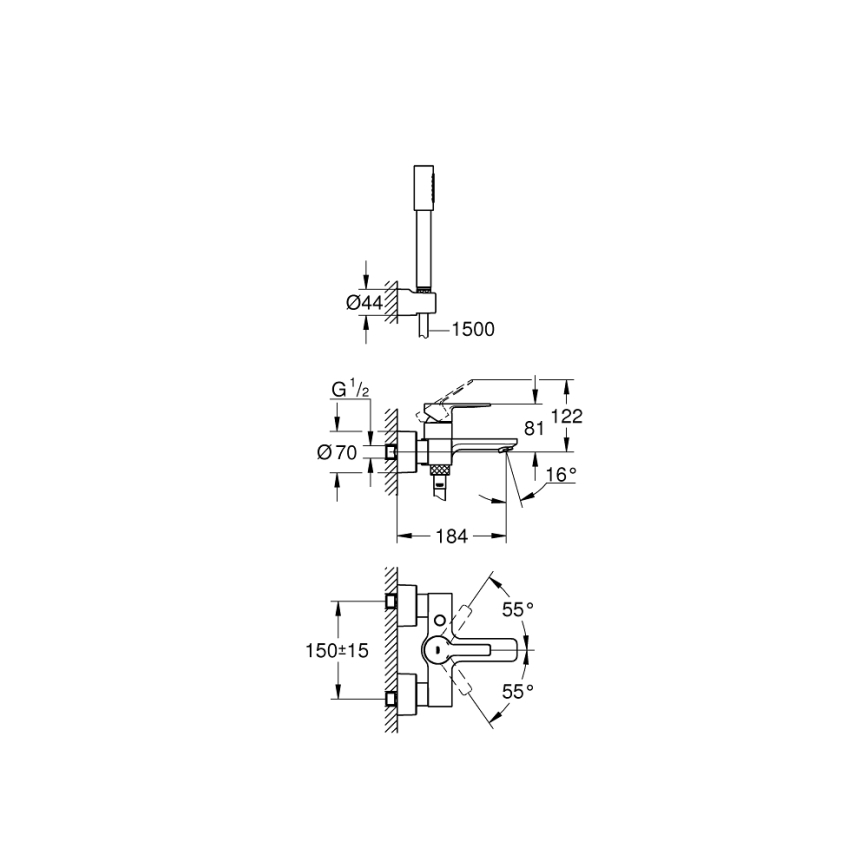GROHE 33850001 - Miješalica za kadu LINEARE DN 15, polirani krom