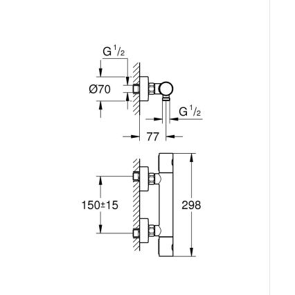 GROHE 34065AL2 - Termostatska mješalica za tuš GROHTHERM 1000 COSMOPOLITAN DN 15 grafitna