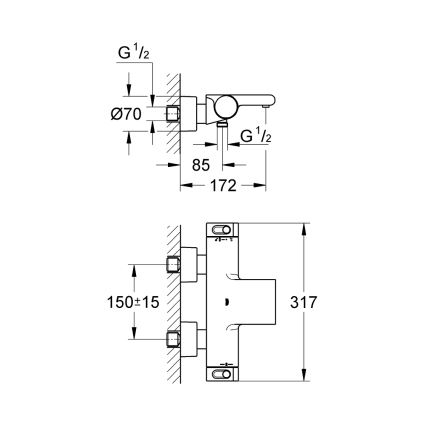 GROHE 34174001 - Termostatska mješalica za kadu GROHTHERM 2000 172 mm sjajni krom