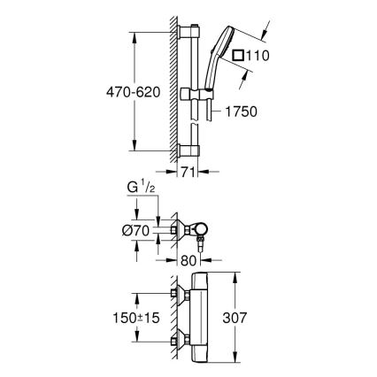 GROHE 34237003 - Termostatska tuš miješalica PRECISION TREND 150 mm krom
