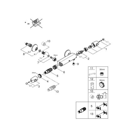 GROHE 34550000 - Termostatska miješalica za tuš GROHTHERM 1000 DN 15 krom