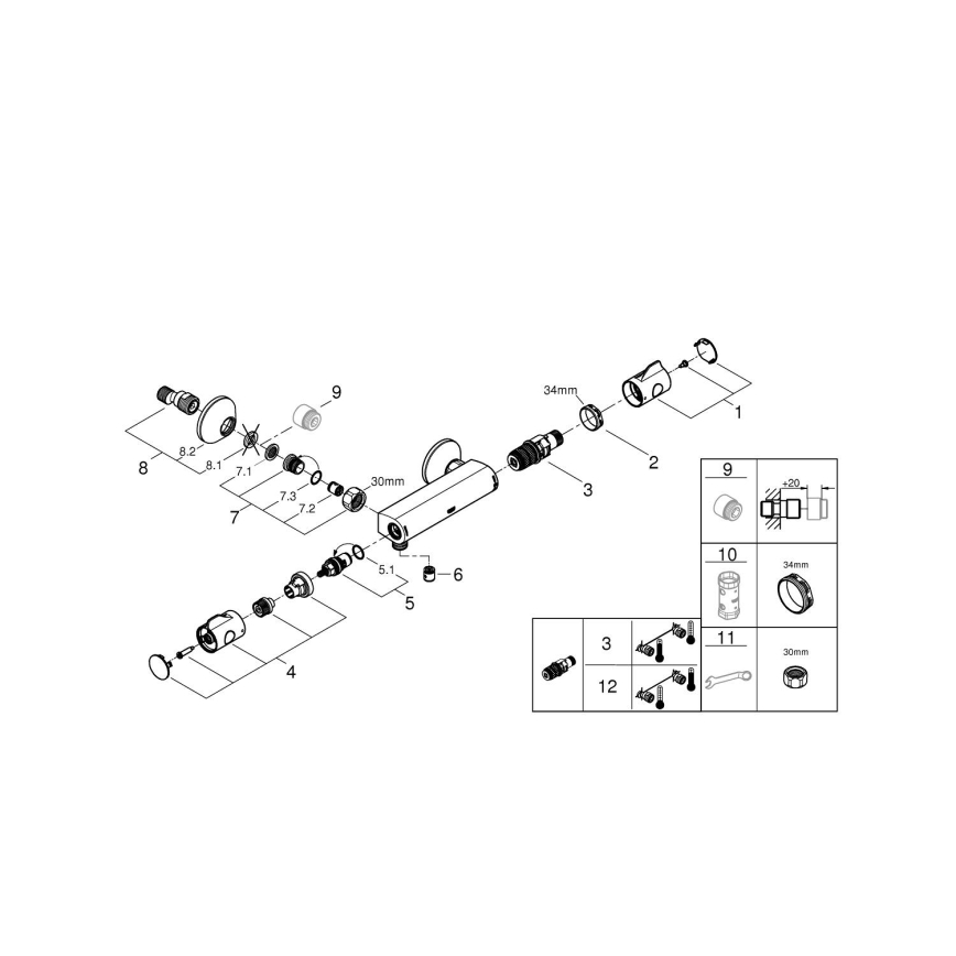 GROHE 34558000 - Termostatska tuš baterija GROHTHERM 800 DN 15 sjajni krom