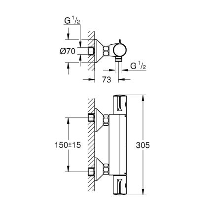 GROHE 34558000 - Termostatska tuš baterija GROHTHERM 800 DN 15 sjajni krom