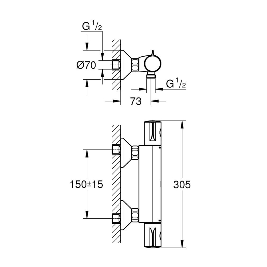 GROHE 34558000 - Termostatska tuš baterija GROHTHERM 800 DN 15 sjajni krom
