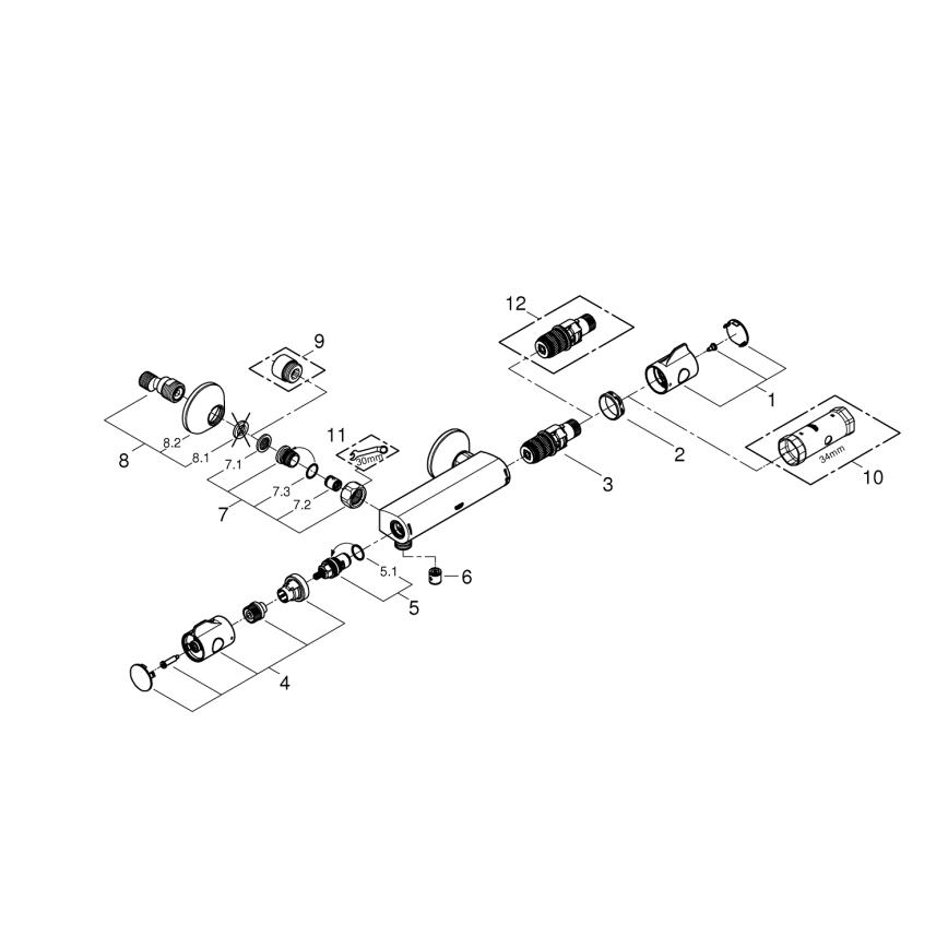 GROHE 34558000 - Termostatska tuš baterija GROHTHERM 800 DN 15 sjajni krom