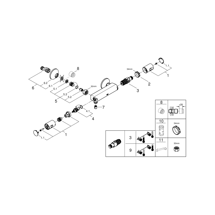 GROHE 345942430 - Termostatska tuš baterija PRECISION START DN 15 crna