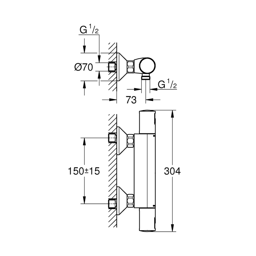 GROHE 345942430 - Termostatska tuš baterija PRECISION START DN 15 crna